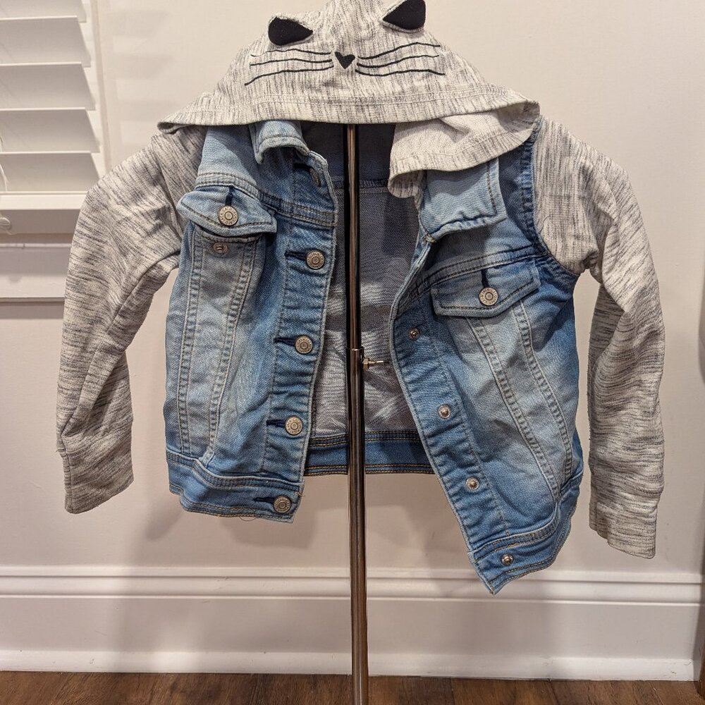 Cat & Jack denim jacket - blue with cat hood, 5T